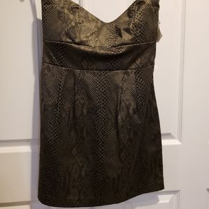 Faux snake skin strapless dress